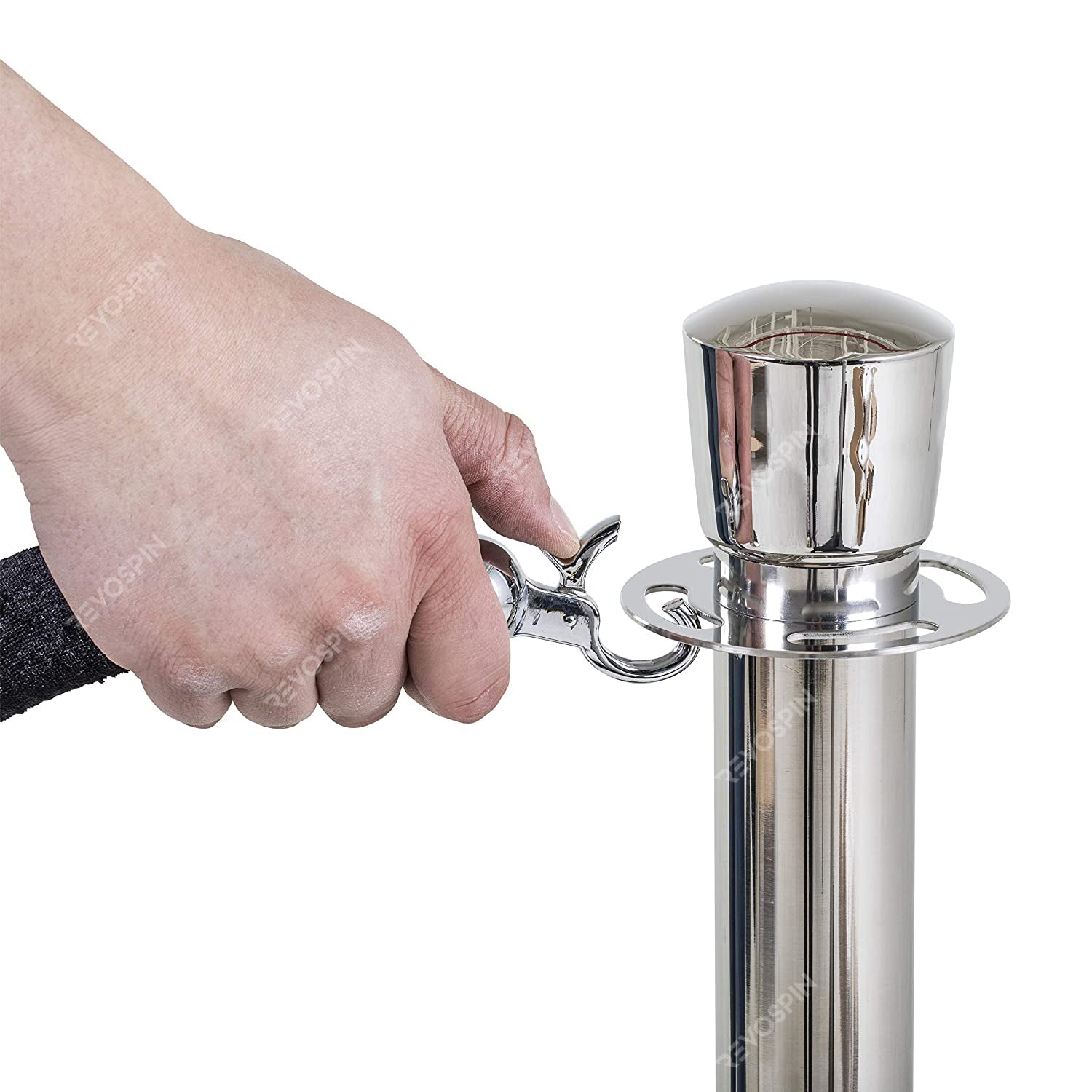 US Weight Premier Chrome Post and Black Velvet Rope Crowd Control Stanchions