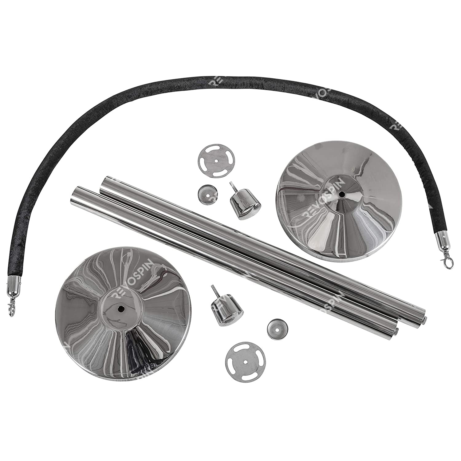 US Weight Premier Chrome Post and Black Velvet Rope Crowd Control Stanchions
